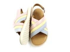 Angulus ice blue/mellow yellow/pale rose sandal med spænde